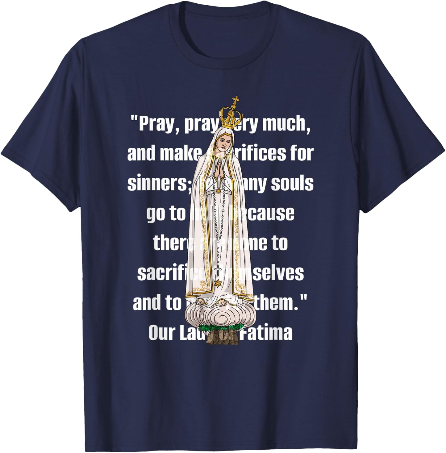 Our Lady of Fatima Marian Catholic T-Shirt - T-Shirt | Navy