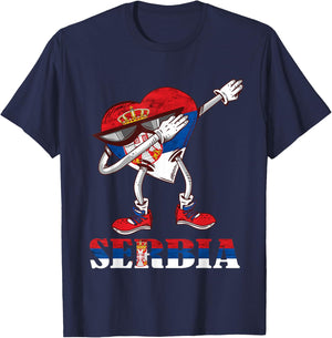 Serbian Dabbing Heart Serbian Flag Serbia Pride Serbia T-Shirt - T-Shirt | Navy