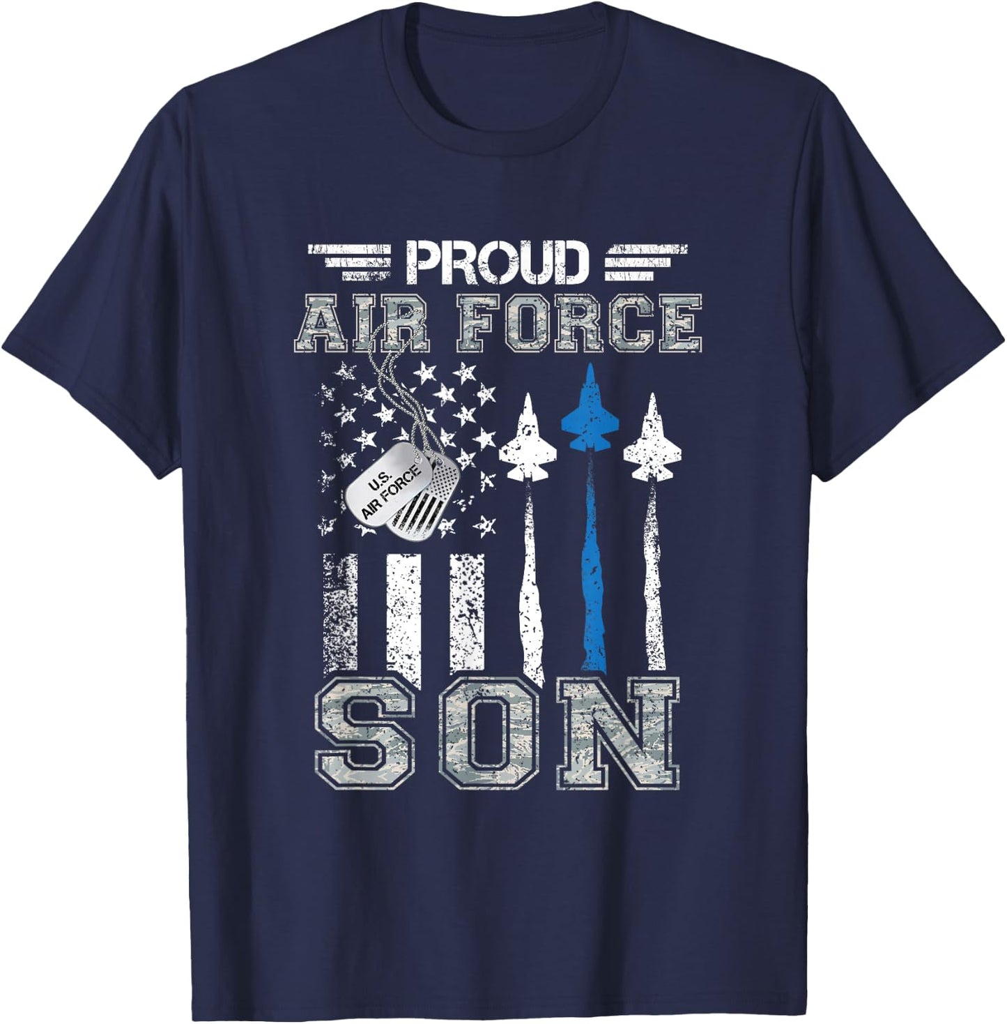 Proud Air Force Son US Air Force Graduation Son Gifts T-Shirt - T-Shirt | Navy