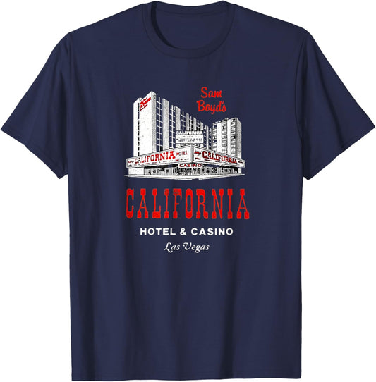 California Hotel Casino Retro Vintage Las Vegas T-Shirt - T-Shirt | Navy