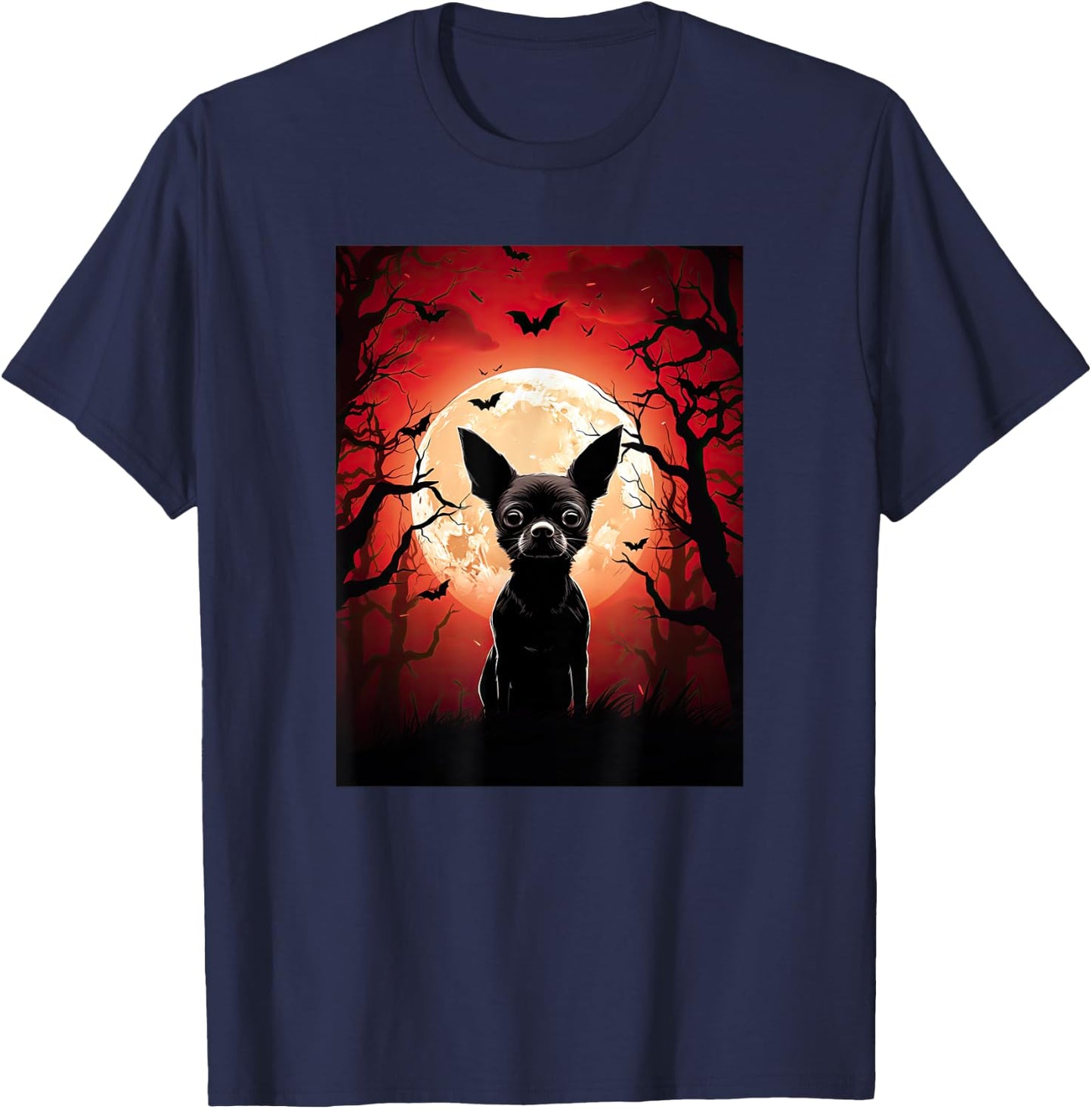 Evil Chihuahua Dog Moon Silhouette Halloween Cute Chihuahua Women T-Shirt - T-Shirt | Navy