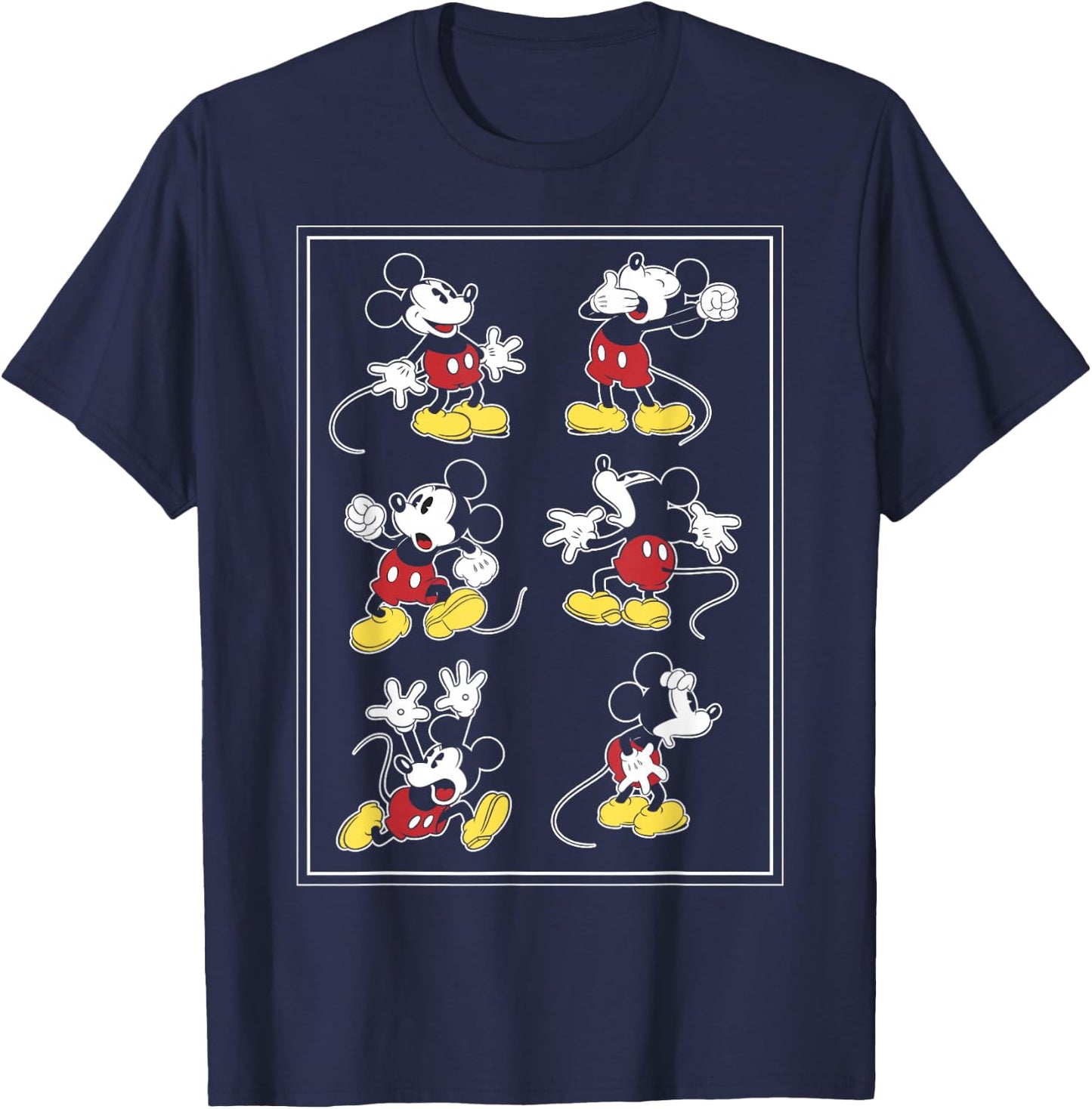 Disney Mickey Mouse Many Emotions Border T-Shirt - T-Shirt | Navy