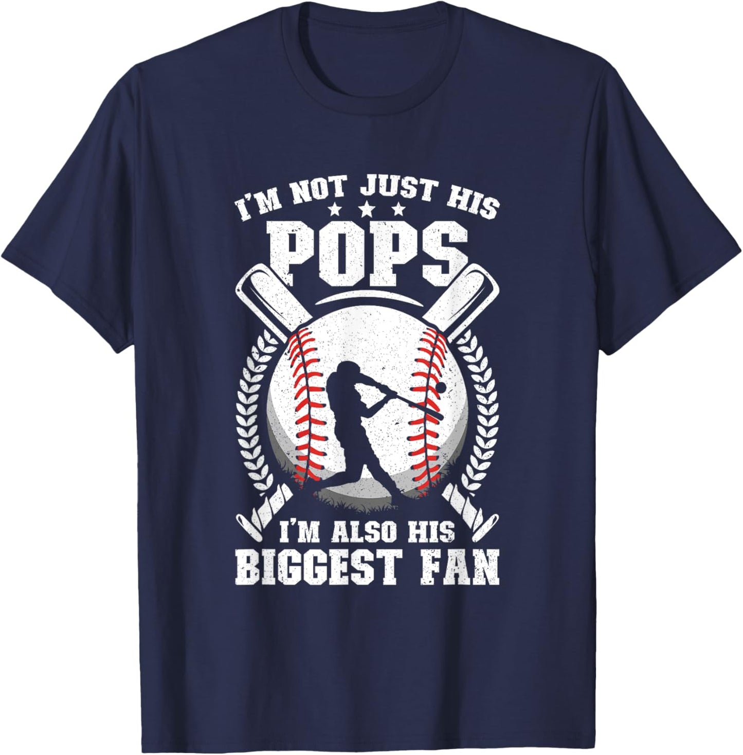 His Biggest Fan Baseball Pops Of A Baseball Player T-Shirt - T-Shirt | Navy