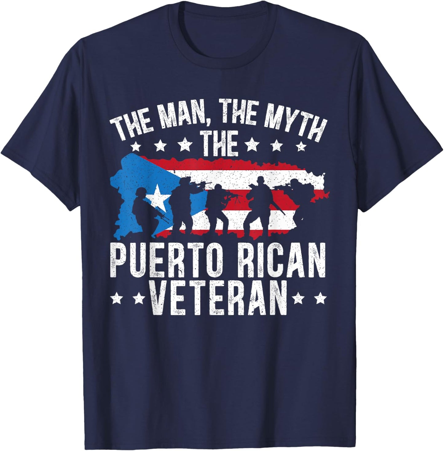 The Man The Myth The Puerto Rican Veteran Military Army T-Shirt - T-Shirt | Navy