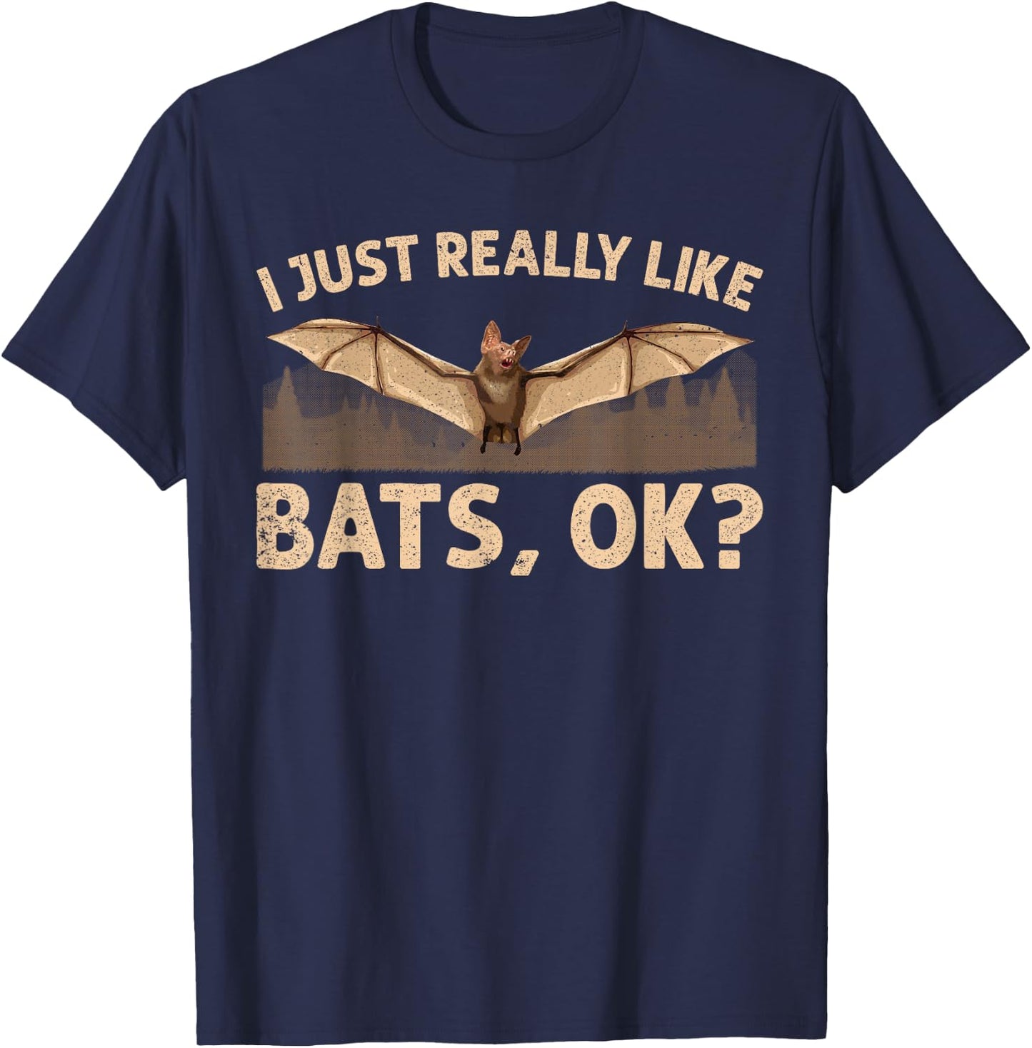 Cute Bat Design Women Nocturnal Animal Bat Lovers T-Shirt - T-Shirt | Navy