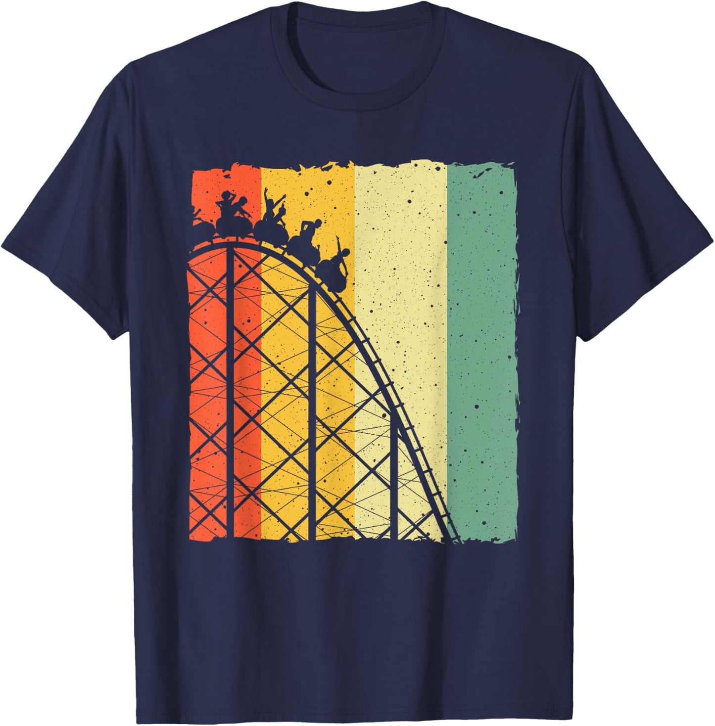 Cute Vintage Roller Coaster Design Men Women Amusement Park T-Shirt - T-Shirt | Navy