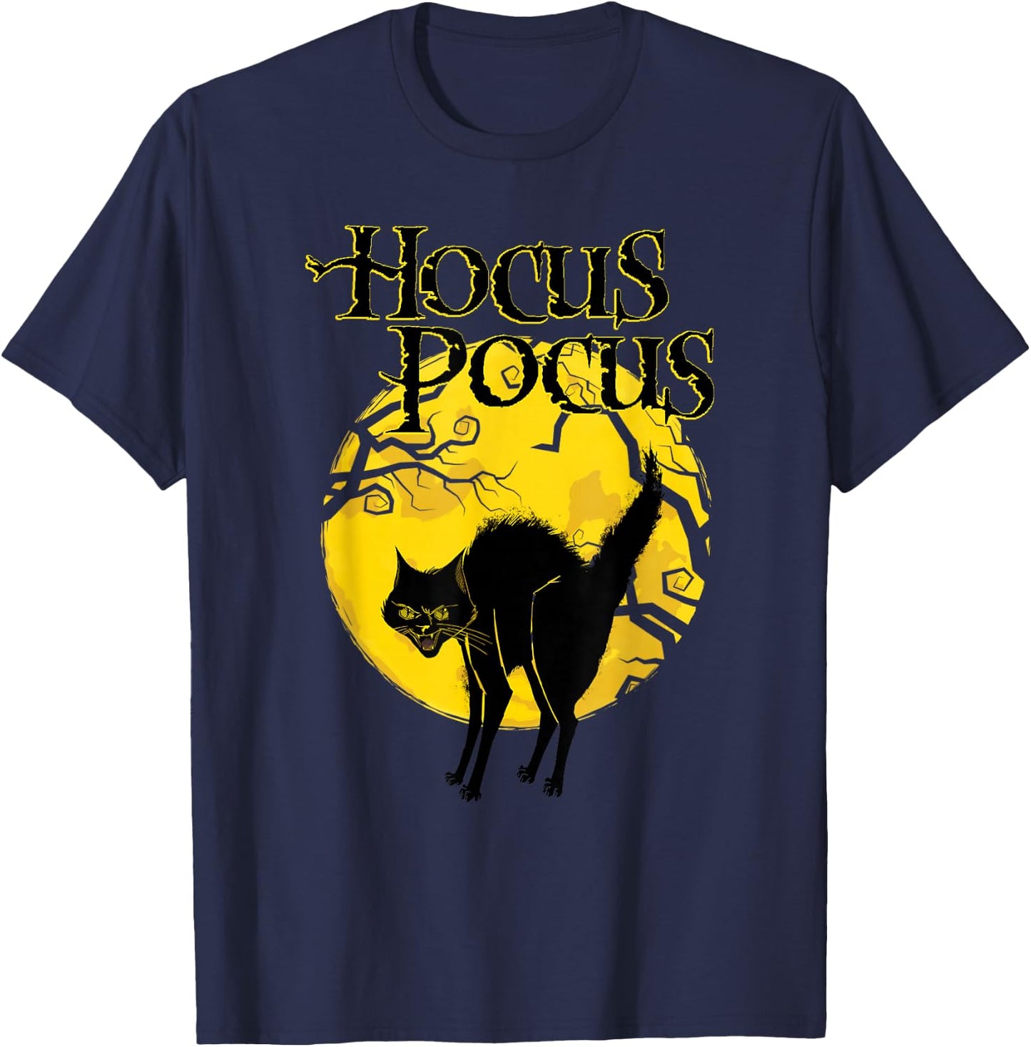 Disney Hocus Pocus Black Cat Binx Moon Silhouette V2 T-Shirt - T-Shirt | Navy