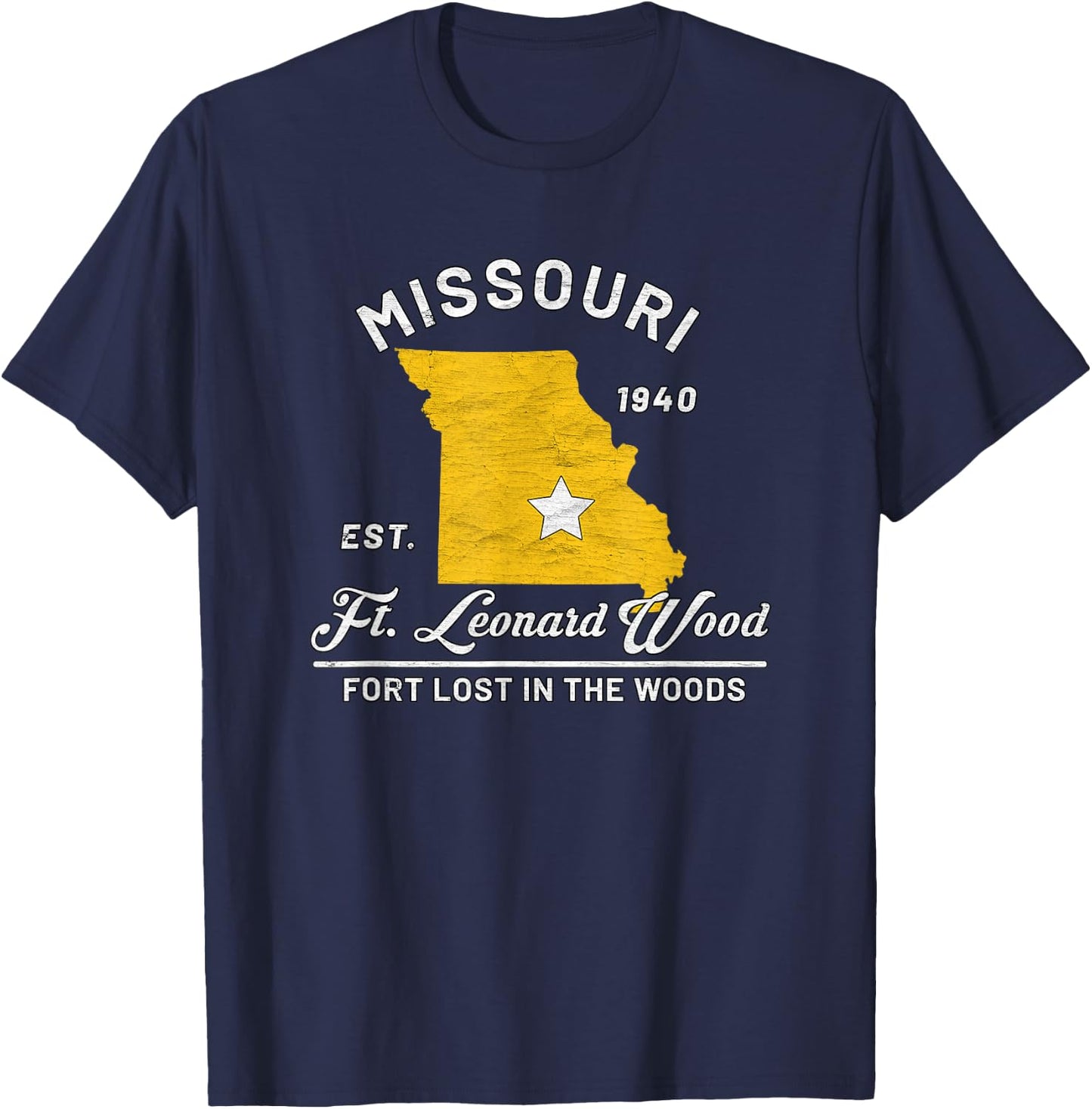 Fort Leonard Wood Missouri Mo Vintage Fort Lost in the Woods T-Shirt - T-Shirt | Navy