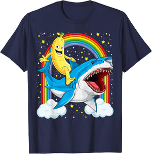 Banana Shirt Banana Shark Fruitful Sea Predator Funny T-Shirt - T-Shirt | Navy