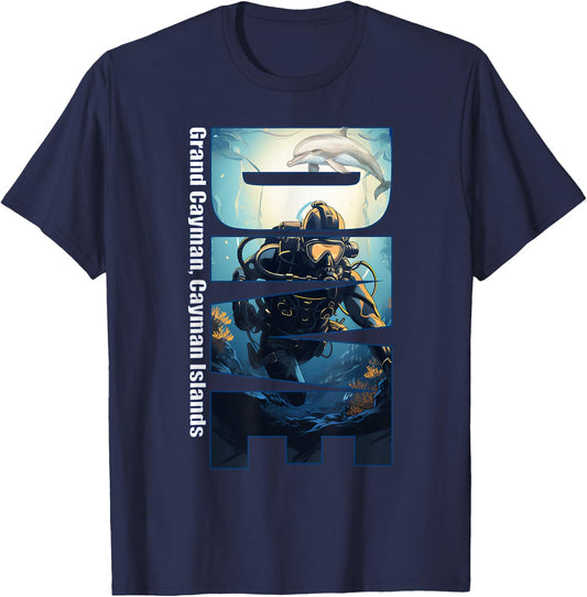 DIVE Grand Cayman SCUBA Diving Snorkeling T-Shirt - T-Shirt | Navy