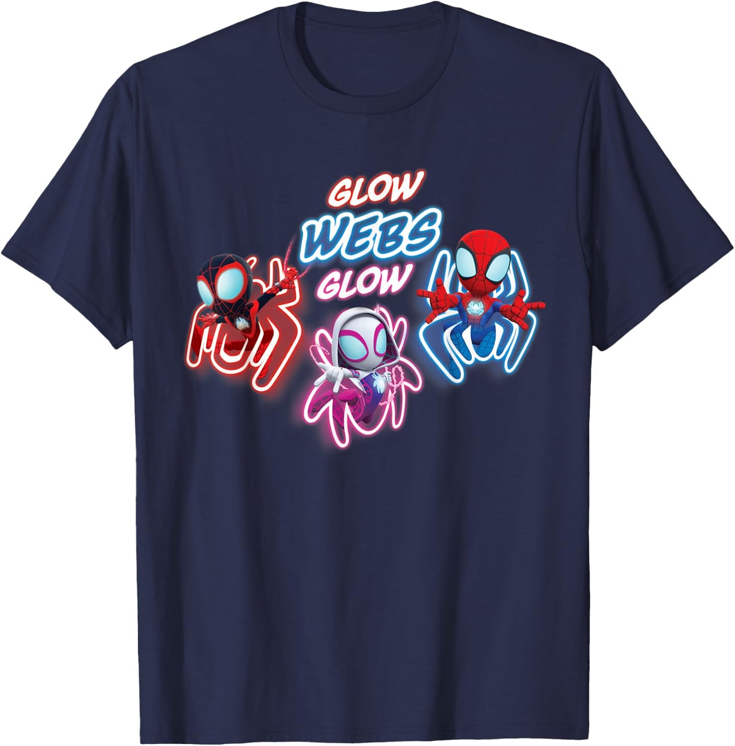 Marvel Spidey and His Amazing Friends Glow Webs Glow Action T-Shirt - T-Shirt | Navy