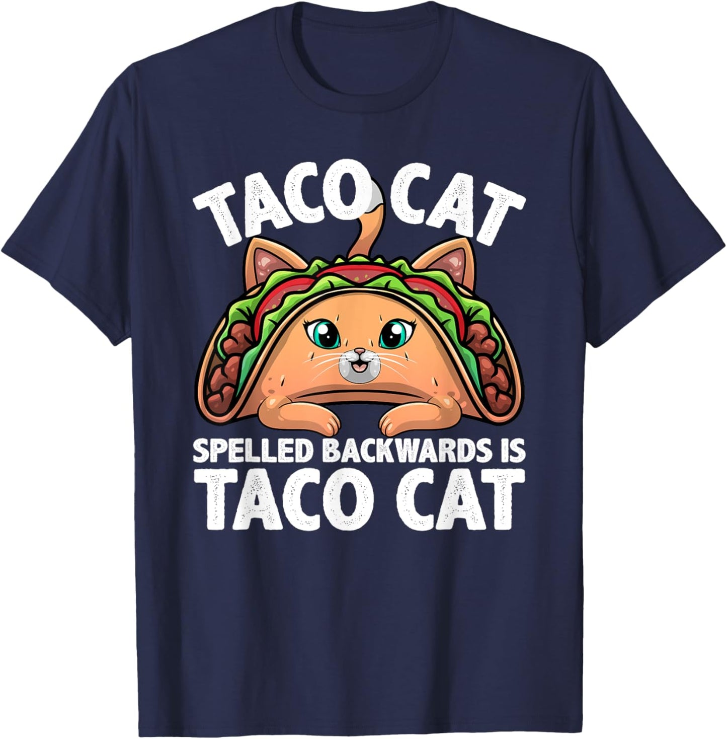 Cute Taco Cat Design Women Kids Taco Mexican Food T-Shirt - T-Shirt | Navy