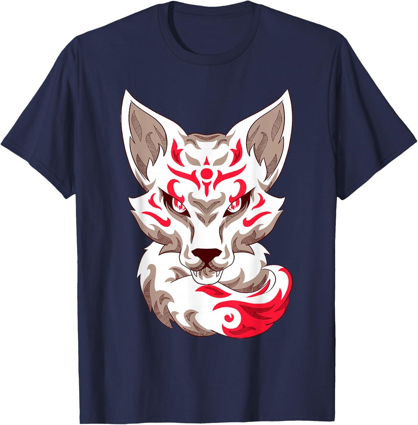 Kitsune Mask Nine-Tailed Fox T-Shirt - T-Shirt | Navy