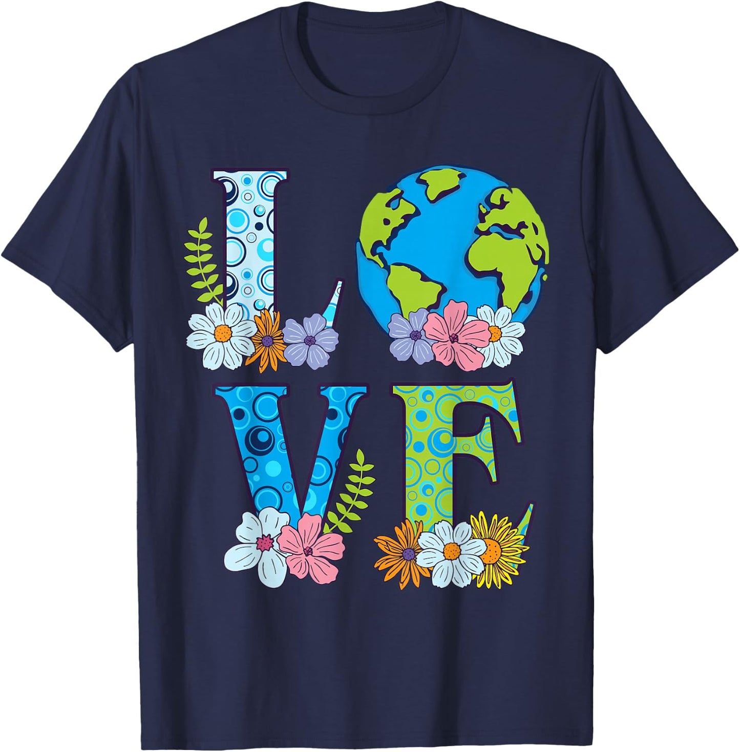 Happy Earth Day Birthday Save Nature Love Girl Environment T-Shirt - T-Shirt | Navy