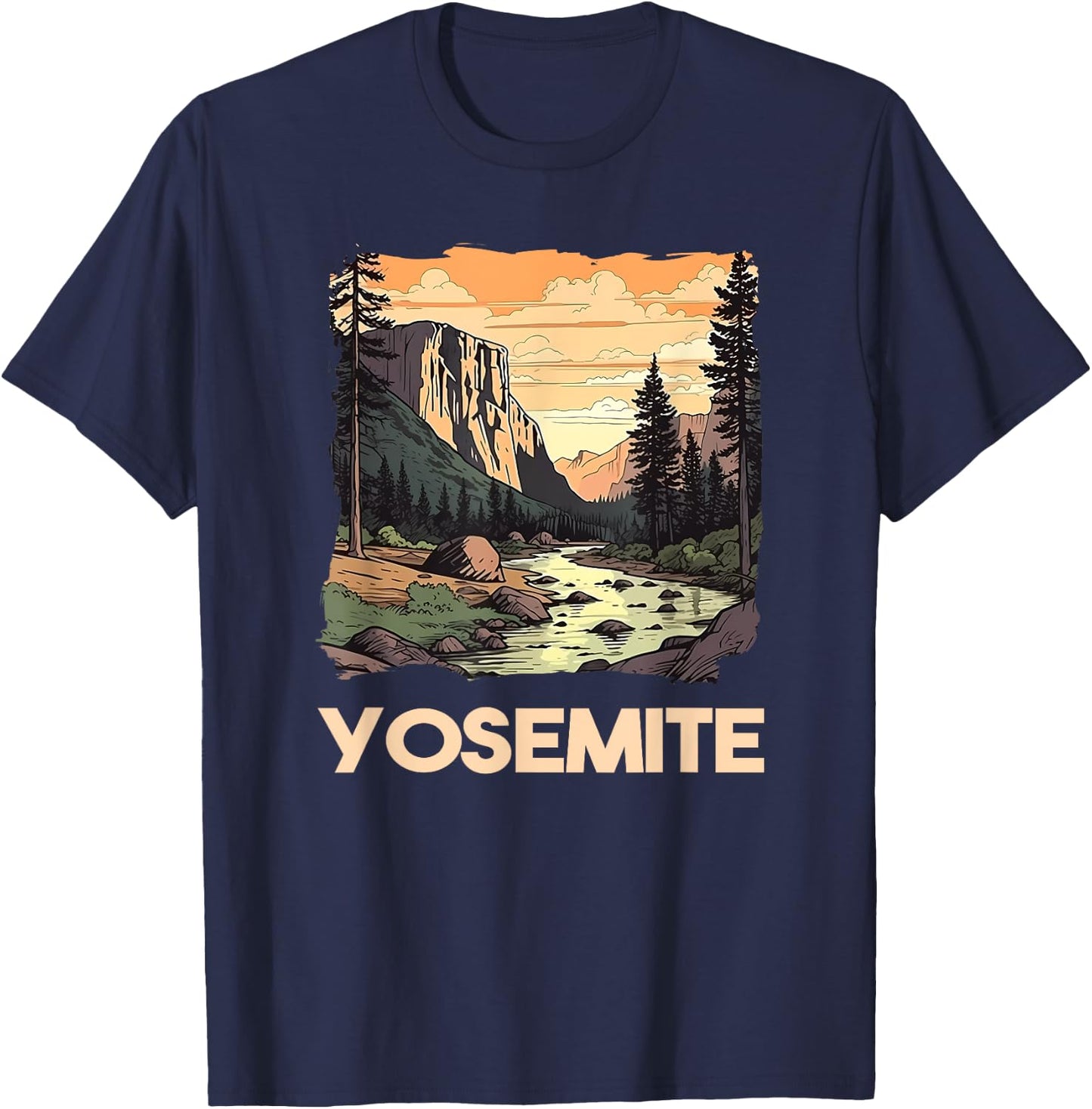 Vintage Yosemite National Park Nature Lover Adventure T-Shirt - T-Shirt | Navy