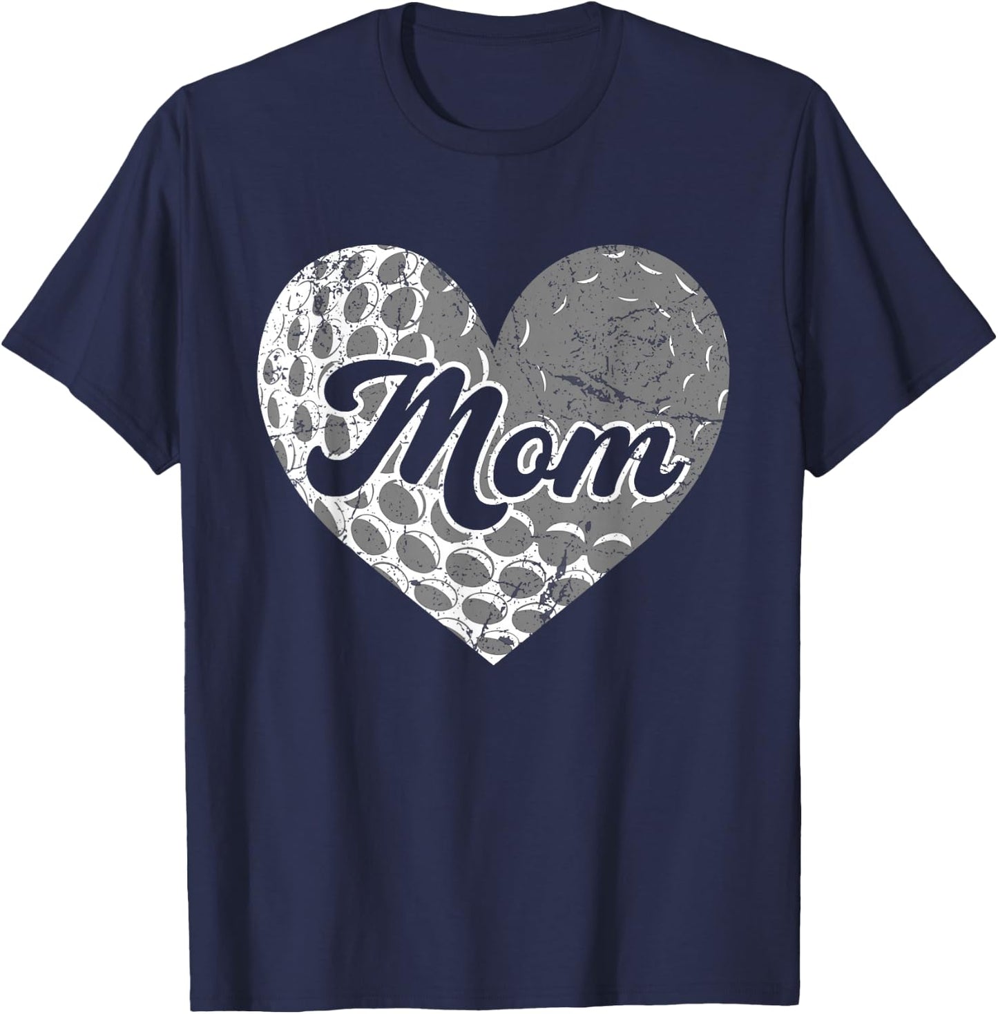 Mother's Day Distressed Heart Golf Mom Mama Sport Fan T-Shirt - T-Shirt | Navy