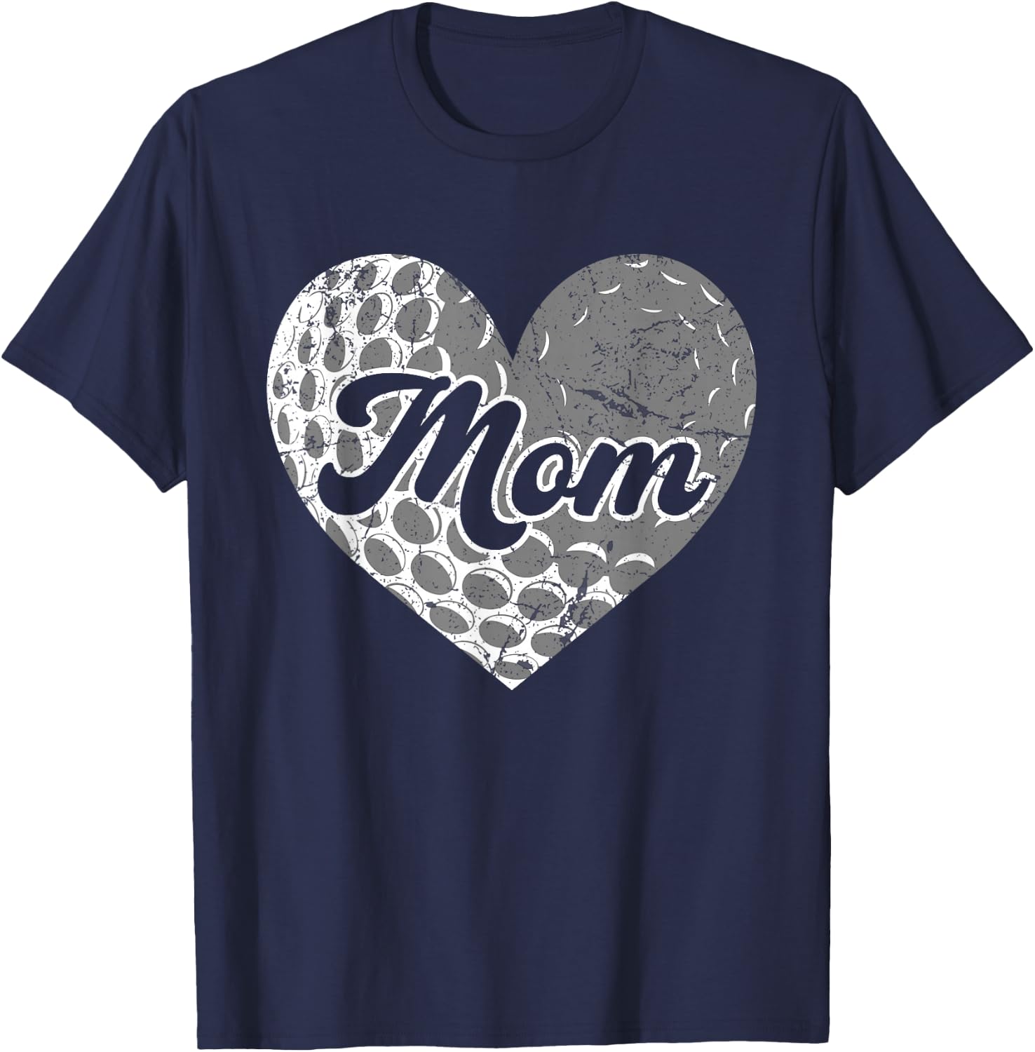 Mother's Day Distressed Heart Golf Mom Mama Sport Fan T-Shirt - T-Shirt | Navy