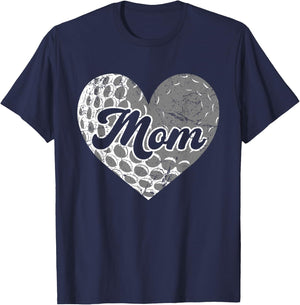 Mother's Day Distressed Heart Golf Mom Mama Sport Fan T-Shirt - T-Shirt | Navy