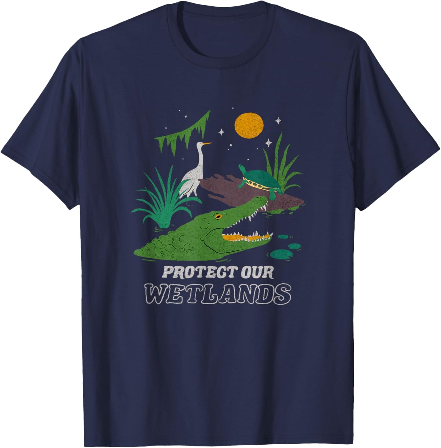 Trendy Outdoors Wildlife Protect Our Wetlands T-Shirt - T-Shirt | Navy