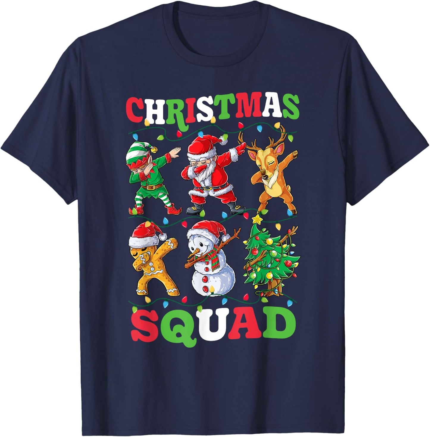 Christmas Squad Santa Dabbing Elf Family Matching Pajamas T-Shirt - T-Shirt | Navy