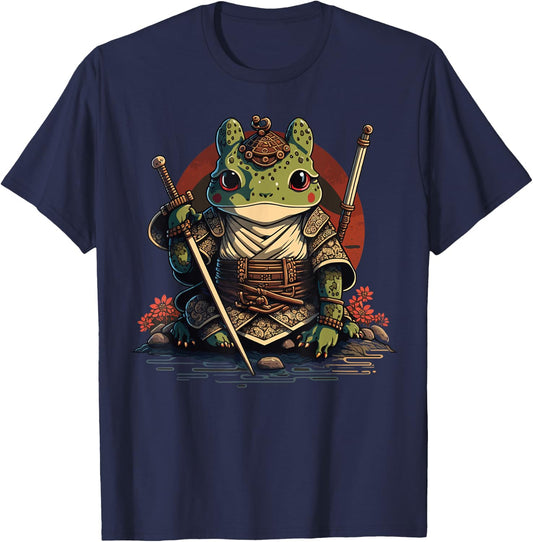 Samurai Frog Warrior Japanese Ninja Frog Kawaii T-Shirt - T-Shirt | Navy
