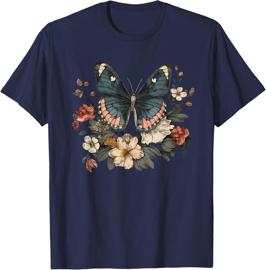 Butterfly Fairy Grunge Fairycore Aesthetic and Cottagecor T-Shirt - T-Shirt | Navy