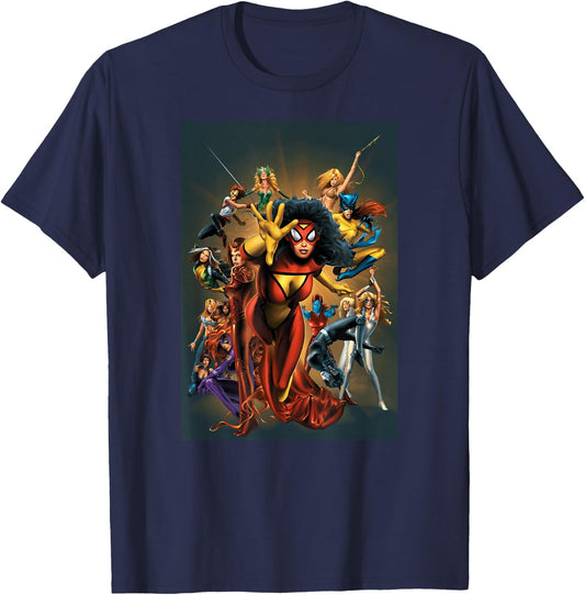 Marvel Women Spider-Woman Scarlet Witch Rogue Dazzler Araña T-Shirt - T-Shirt | Navy