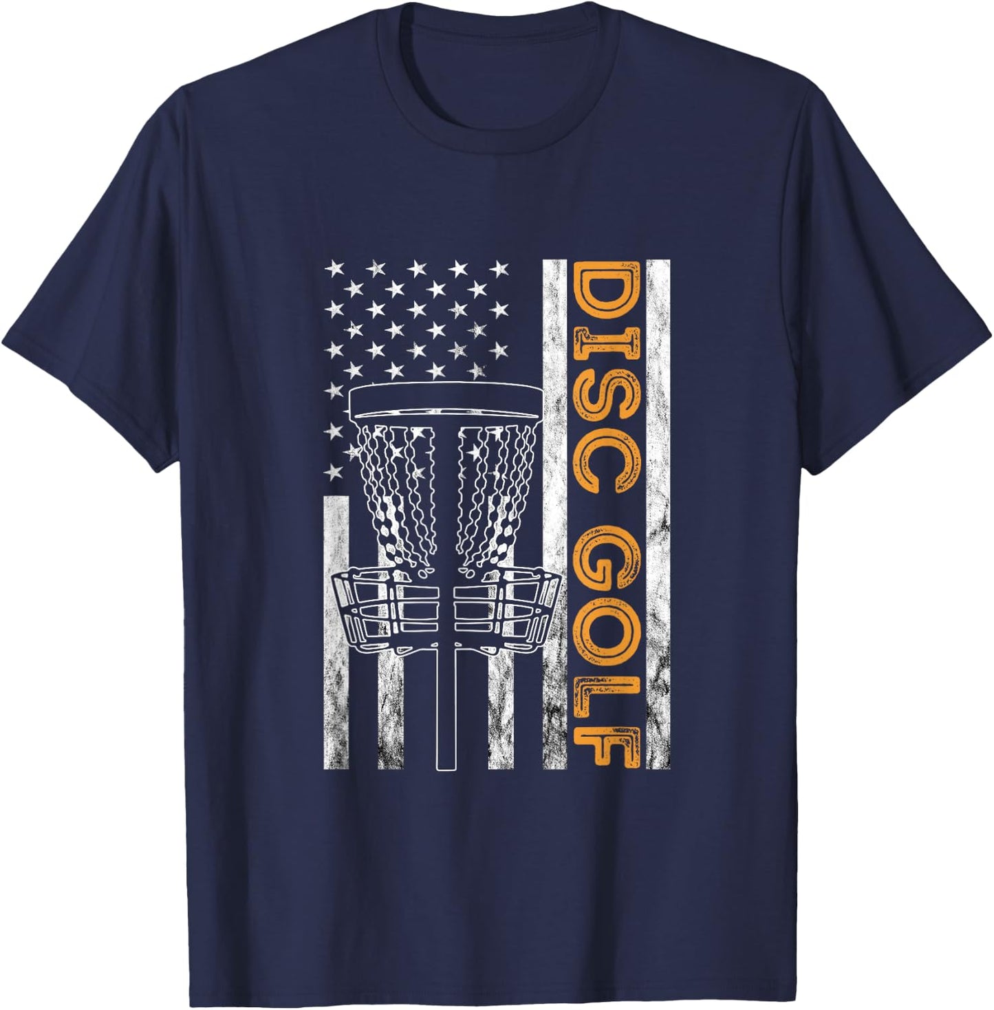 Disc Golf USA Flag America Frisbee Golf Disc Golf Player Kids Men T-Shirt - T-Shirt | Navy