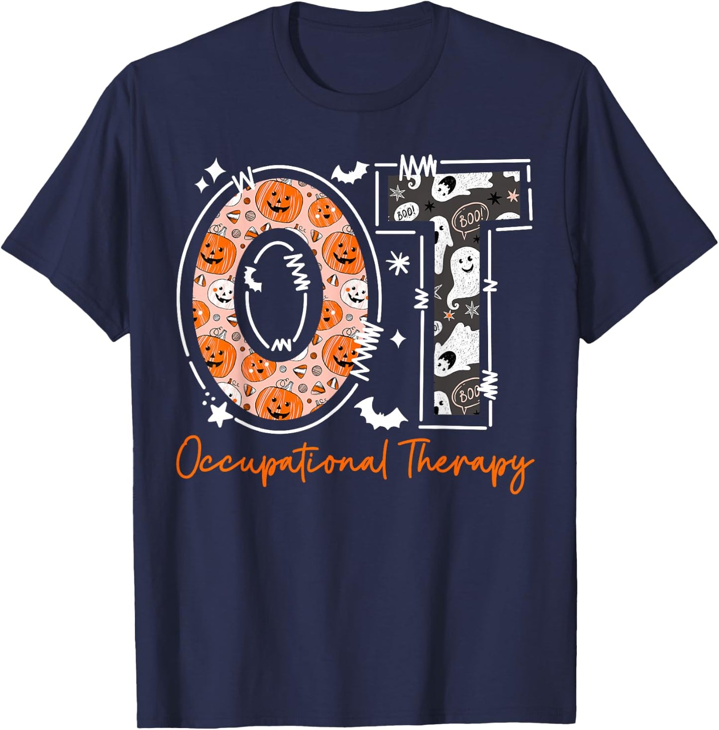 Spooky Occupational Therapy Therapist Halloween Funny OTA OT T-Shirt - T-Shirt | Navy