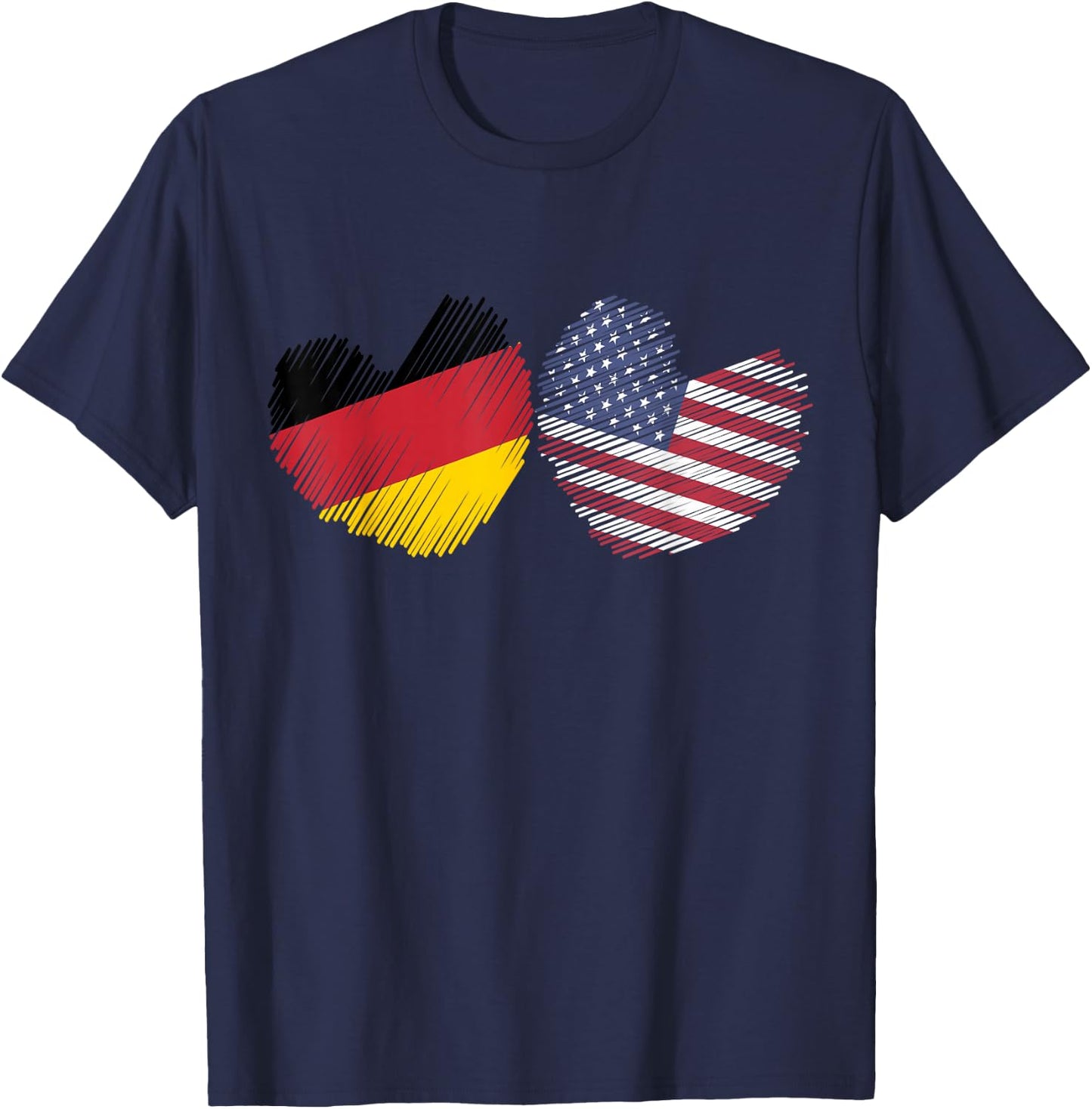 Germany USA Heart German Flag American Flag Grunge Heart T-Shirt - T-Shirt | Navy