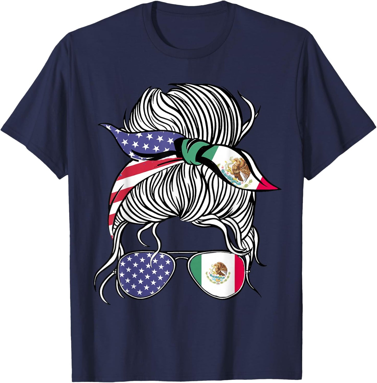 Mexican American Patriot Grown Proud Women Girl Flag Small T-Shirt - T-Shirt | Navy