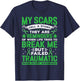 TBI Fighter Brain Injury Awareness My Scars Tell A Story T-Shirt - T-Shirt | Navy
