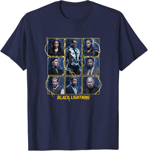 Black Lightning Super Hero Character Lightning Box Ups T-Shirt - T-Shirt | Navy