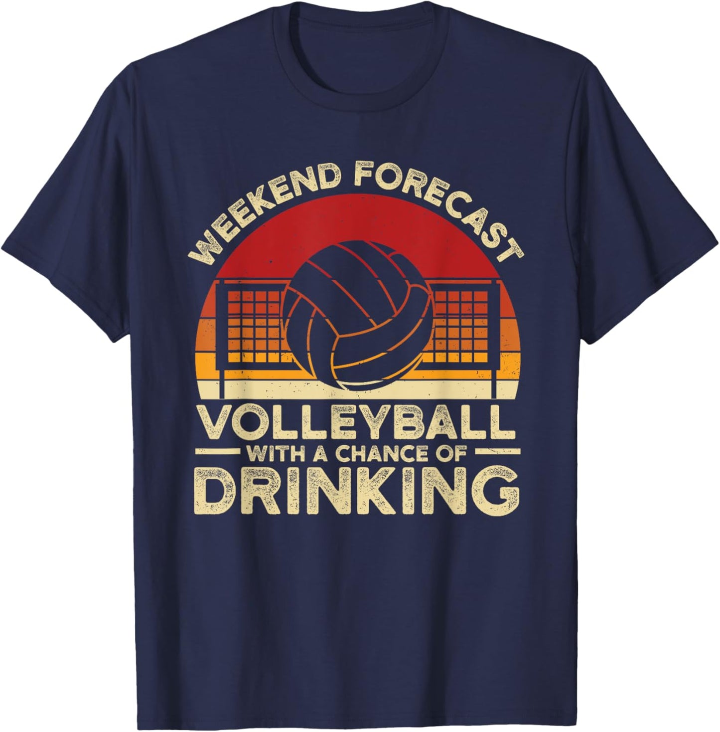 Funny Weekend Forecast Volleyball Retro Setter Vintage T-Shirt - T-Shirt | Navy