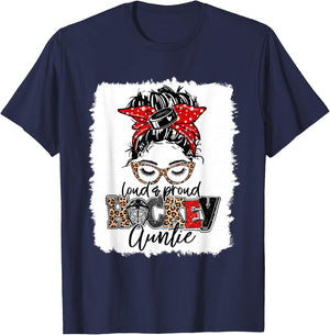Hockey Auntie Messy Bun Aunt Game Day Matching Family T-Shirt - T-Shirt | Navy