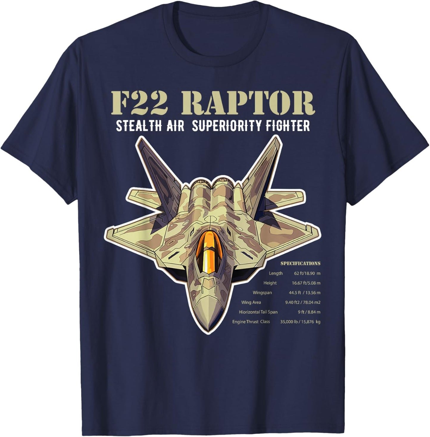F-22 Raptor Fighter Jet Military Aircraft Men Dad T-Shirt - T-Shirt | Navy