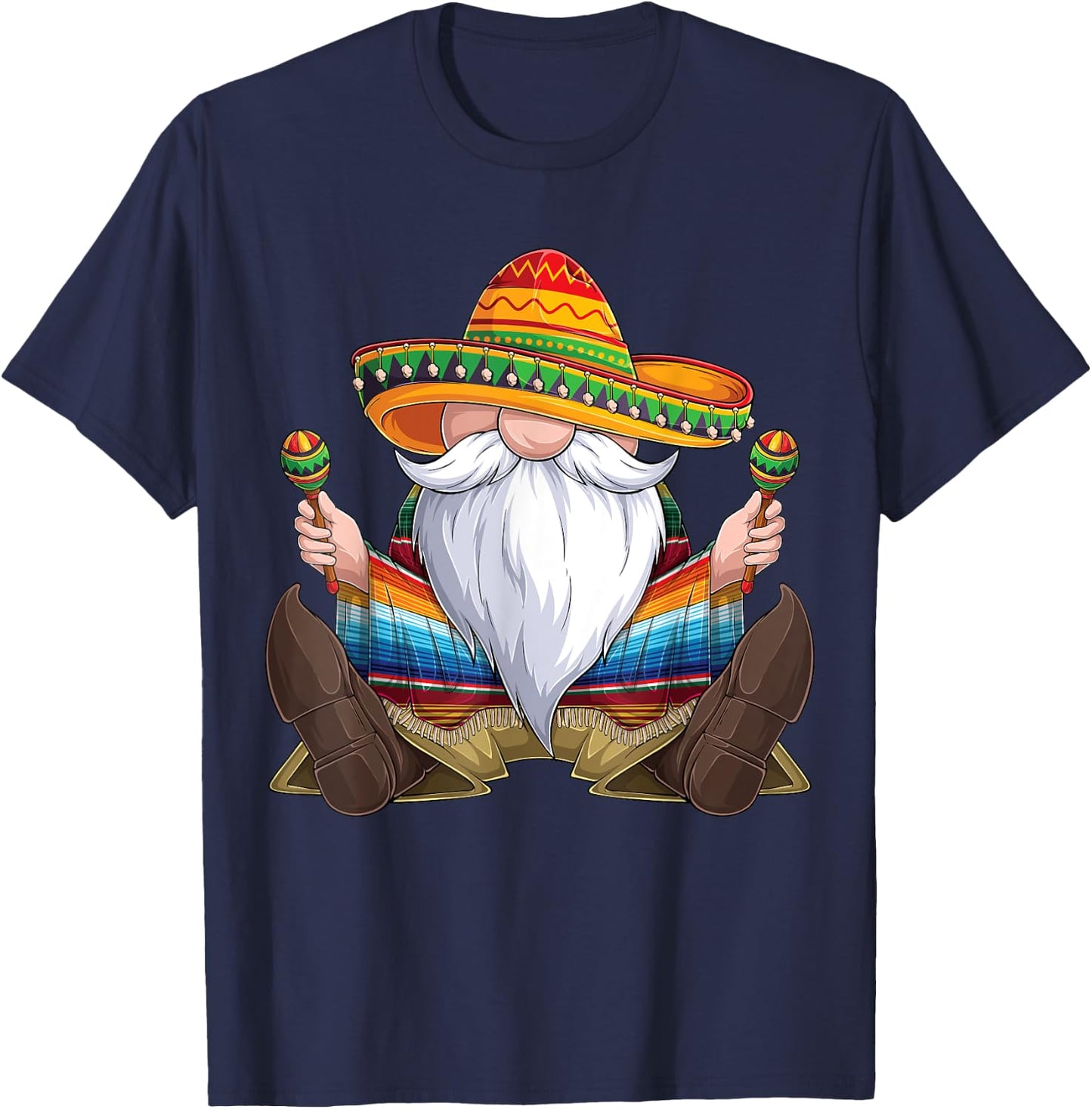 Mexican Gnome Cinco De Mayo Serape Poncho men Women kids boy T-Shirt - T-Shirt | Navy