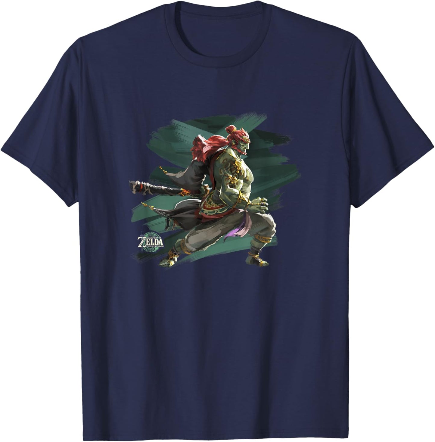 The Legend of Zelda Tears of The Kingdom Ganondorf Brush Art T-Shirt - T-Shirt | Navy
