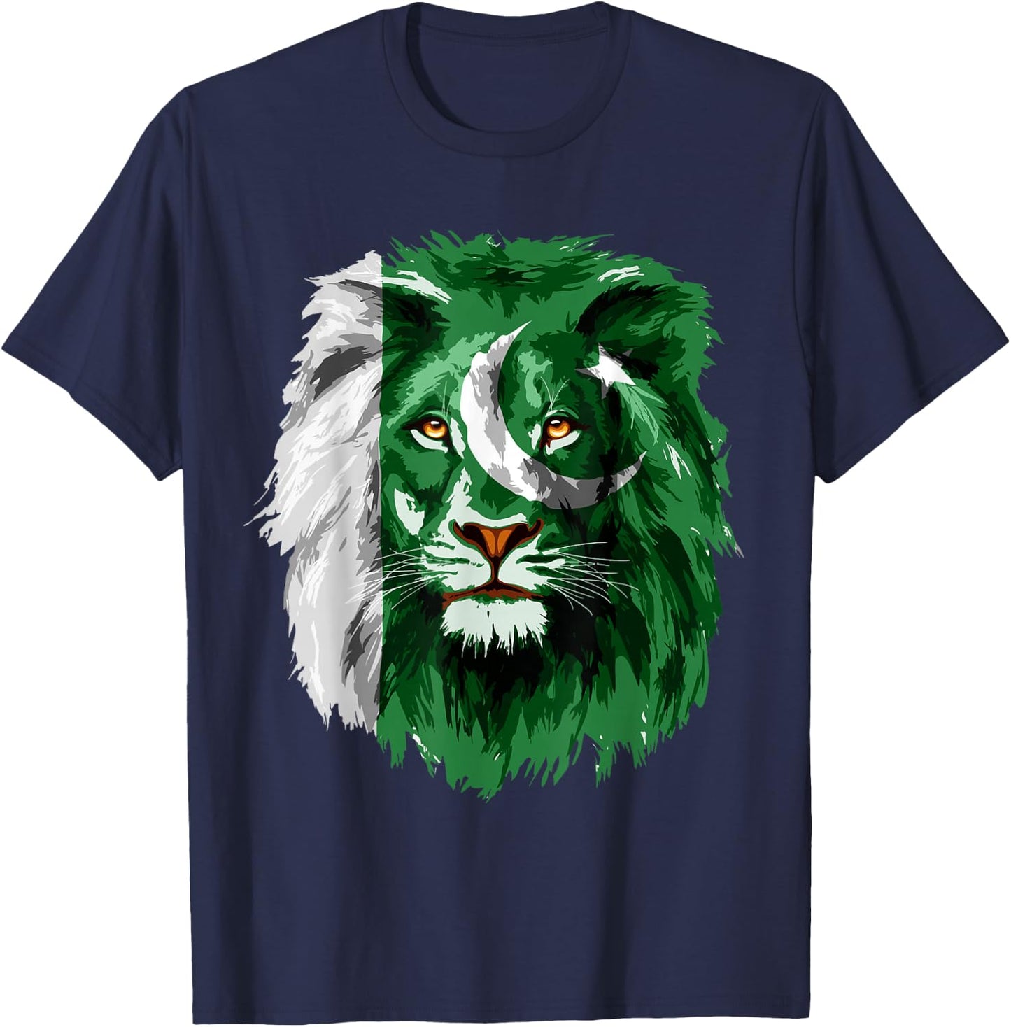 Pakistan Flag Lion Face Pakistani Pride Vintage T-Shirt - T-Shirt | Navy