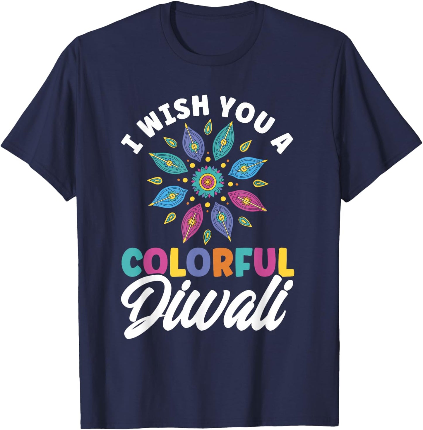 Shubh Deepalawi Colorful Diwali Diwali T-Shirt - T-Shirt | Navy