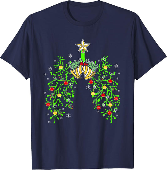 Respiratory Therapist RT Respiratory Therapy Lung Christmas T-Shirt - T-Shirt | Navy
