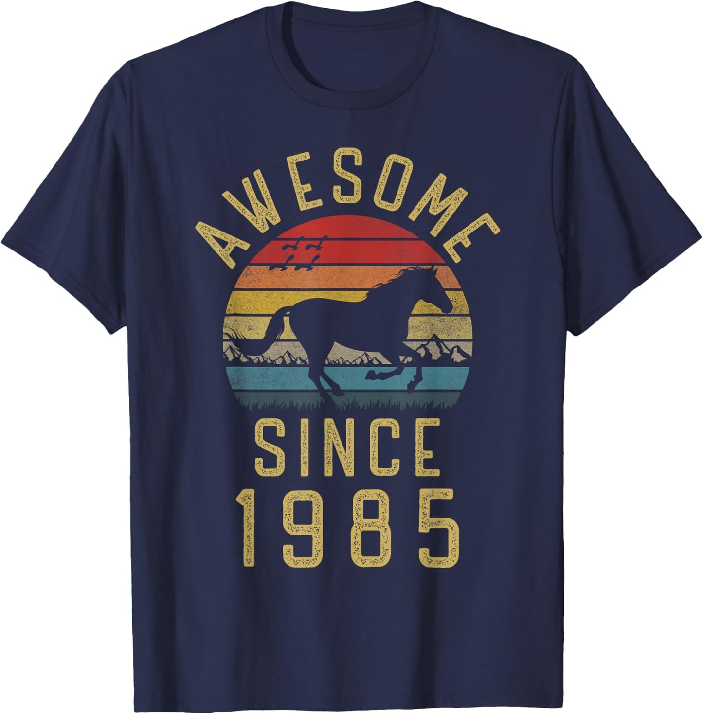 Vintage Horse Awesome Since 1985 Horses 36 years Birthday T-Shirt - T-Shirt | Navy