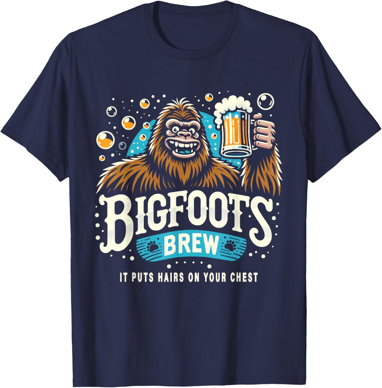 Funny Beer Brand Parody - Bigfoot Brew T-Shirt - T-Shirt | Navy