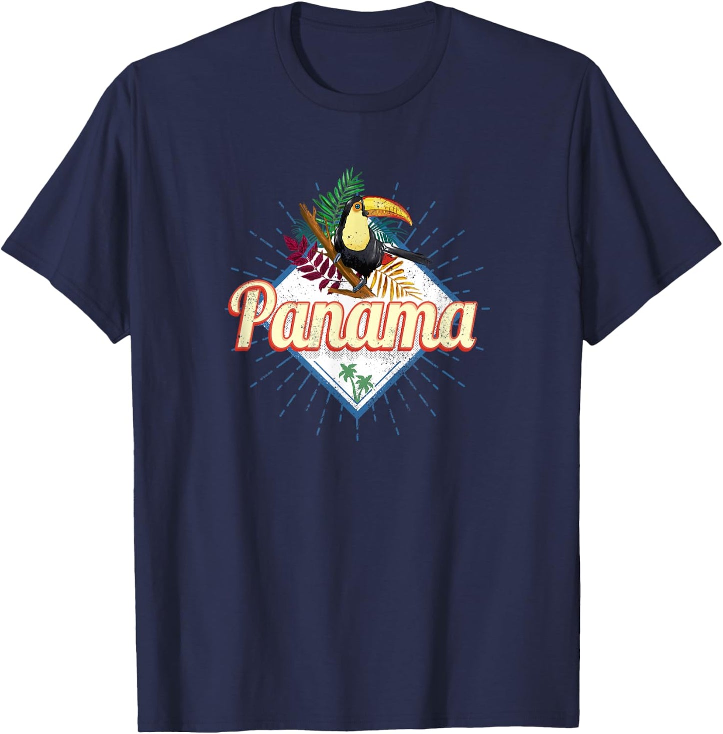 Panama City Toucan Retro Palm Trees Vintage Souvenir T-Shirt - T-Shirt | Navy