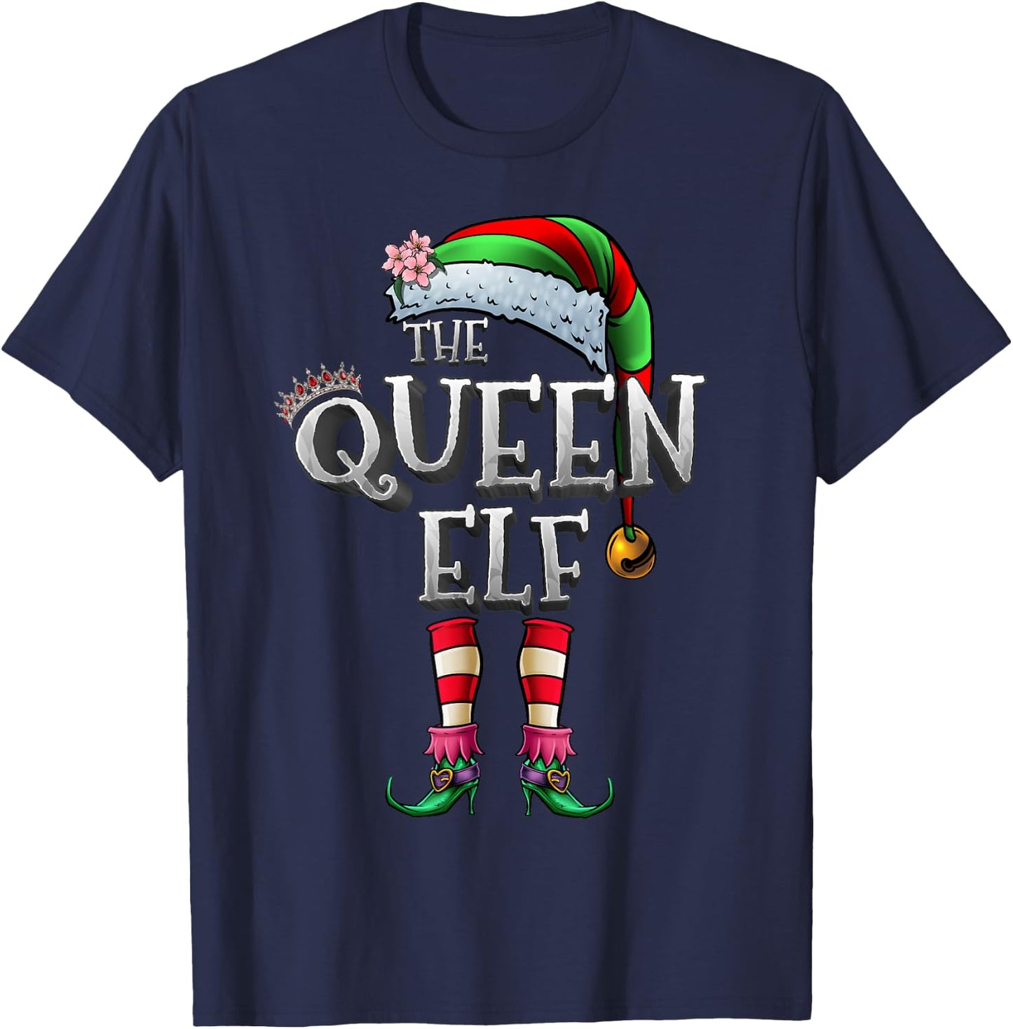 The Queen Elf Shirt Matching Family Christmas Elf Women Girl T-Shirt - T-Shirt | Navy