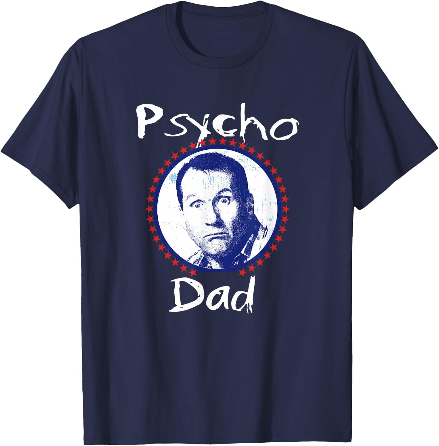 LFH Psycho Dad Funny - Men's Black Small Classic Mao Collar Letter Print T-Shirt - T-Shirt | Navy