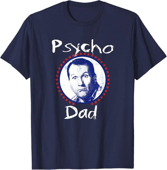 LFH Psycho Dad Funny - Men's Black Small Classic Mao Collar Letter Print T-Shirt - T-Shirt | Navy