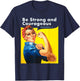 Be Strong and Courageous Bible Verse with Rosie the Riveter T-Shirt - T-Shirt | Navy