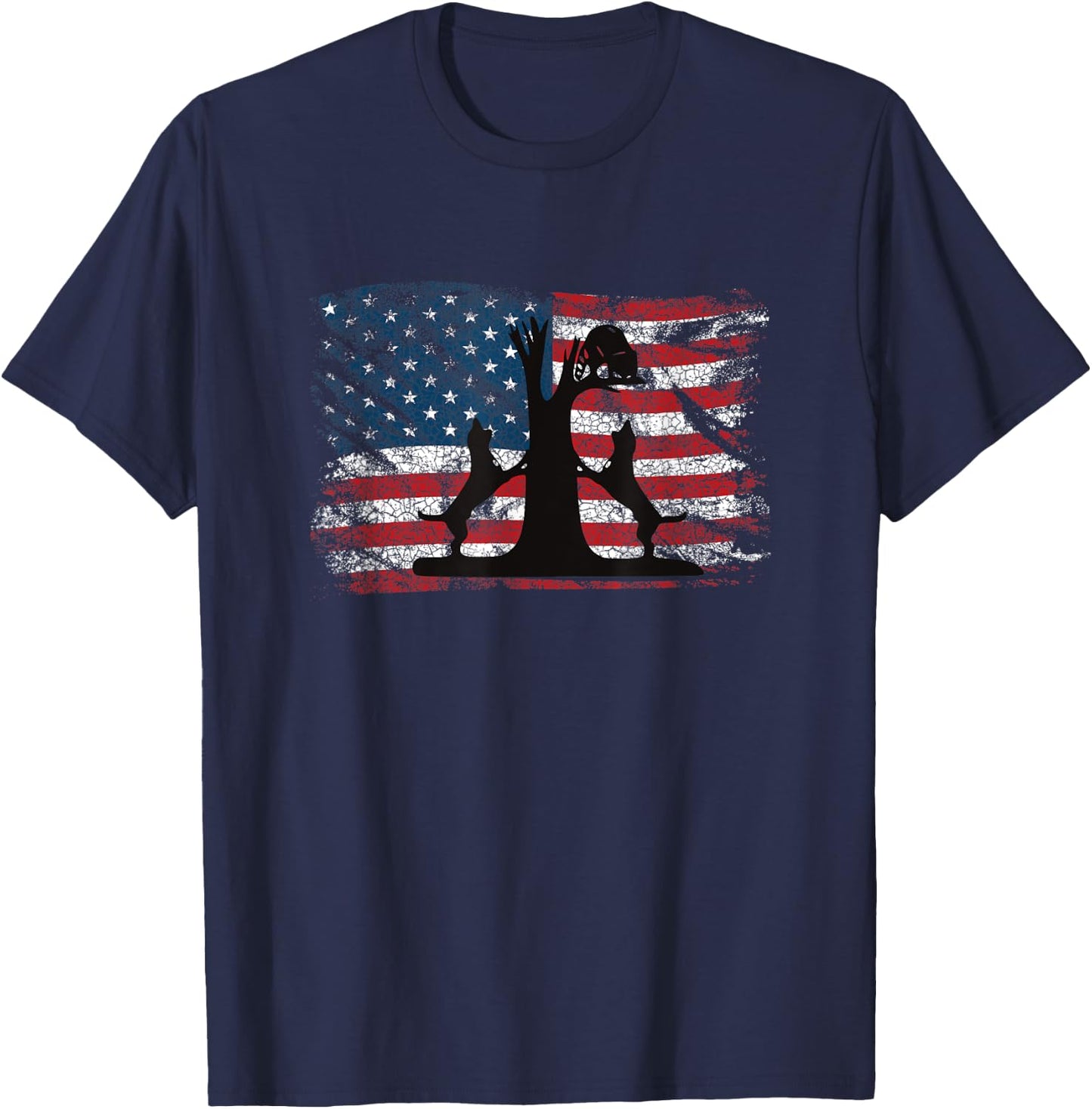 Patriotic Coon Hunting Dogs American Flag T-Shirt - T-Shirt | Navy