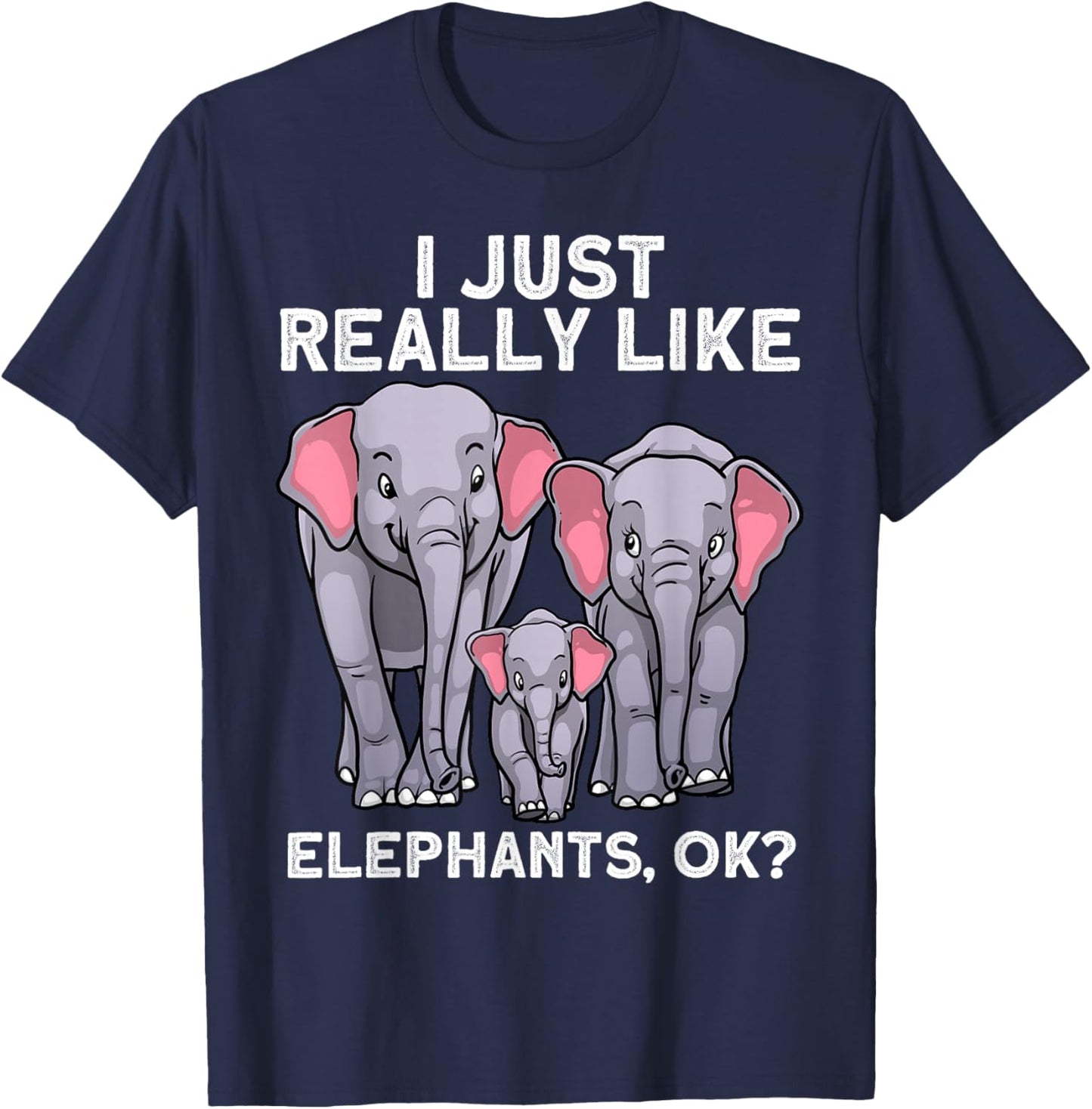 Cute Elephant Women Kids Land Animal Elephant Lover T-Shirt - T-Shirt | Navy